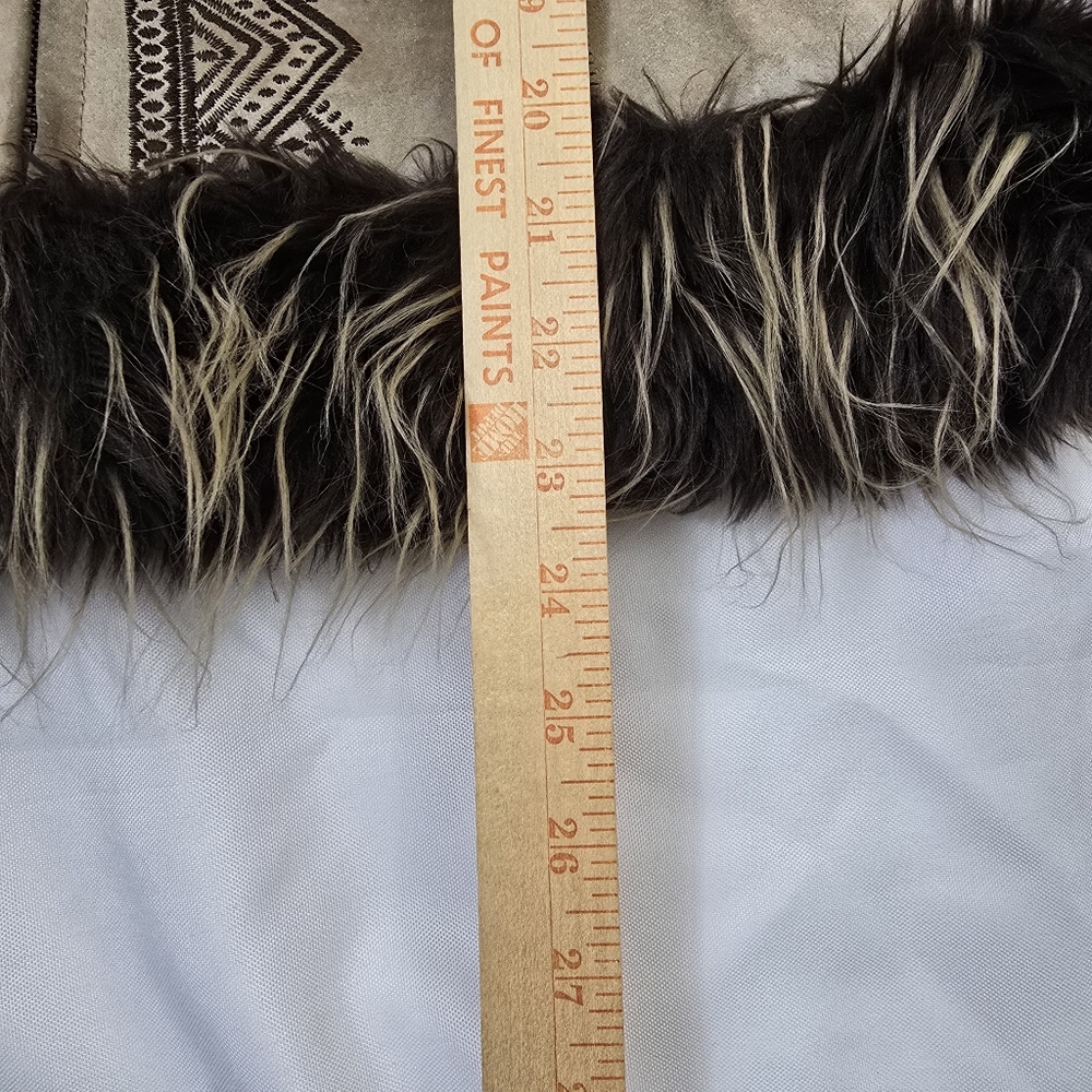 Weatherproof Garment Co. Vtg  Suede Leather Tan Embroidered Penny Lane Coat M - Picture 11 of 17
